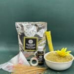 Beginner's or Sample Kit (200gm triple filter mehndi powder, 100ml mehndi oil, 35-40 Cone sheets, 2 Piping bags, 5 pre rolled cones, Cello-tape 0.32mm pin)